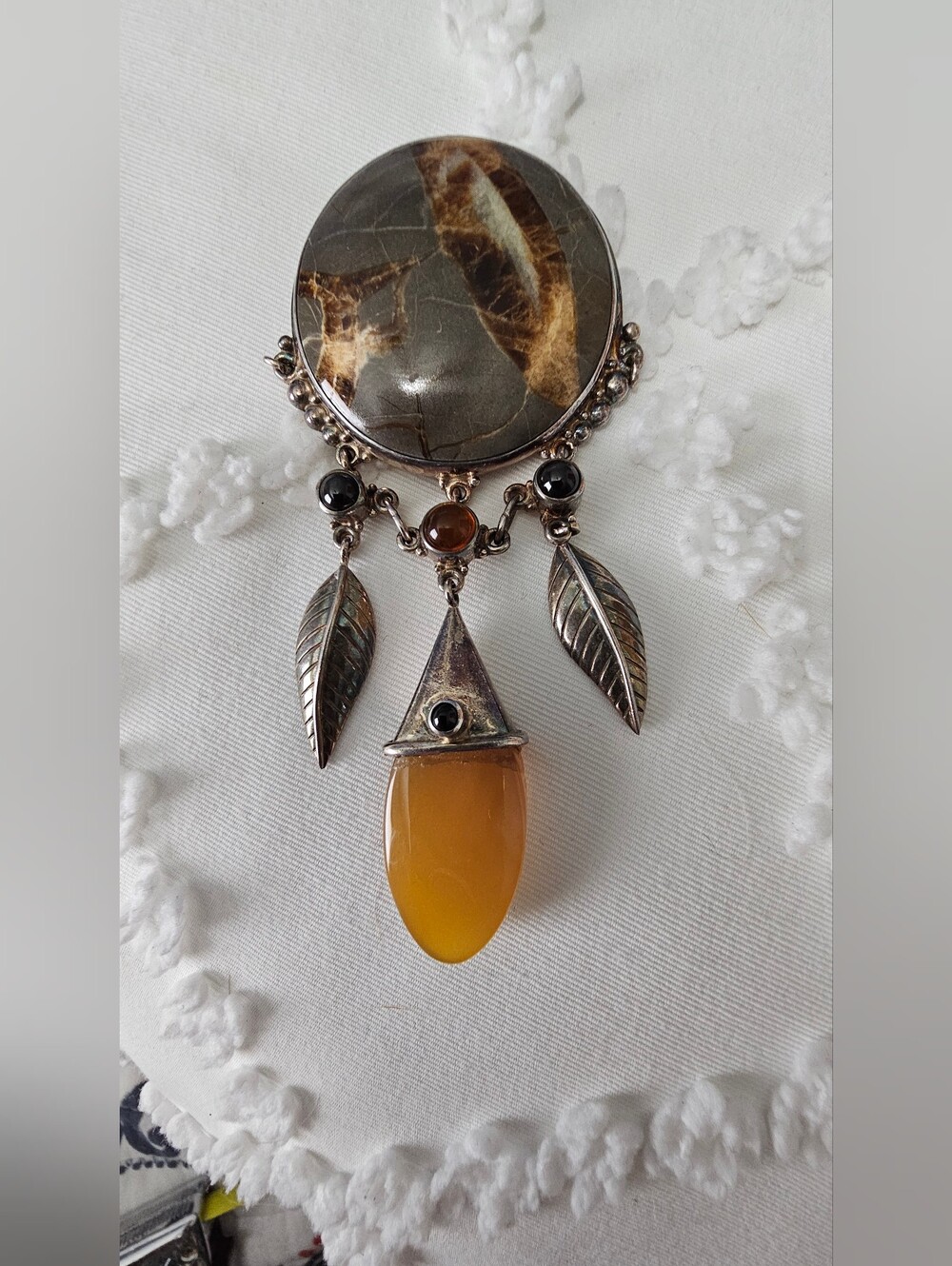 FINAL..Sajen Sterling Agates Broche/pendant